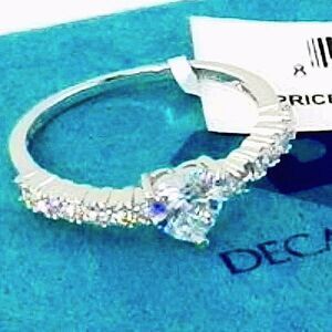 Womens DECADENCE by MACY'S Sterling Silver Faux Diamond Heart Ring Size 9